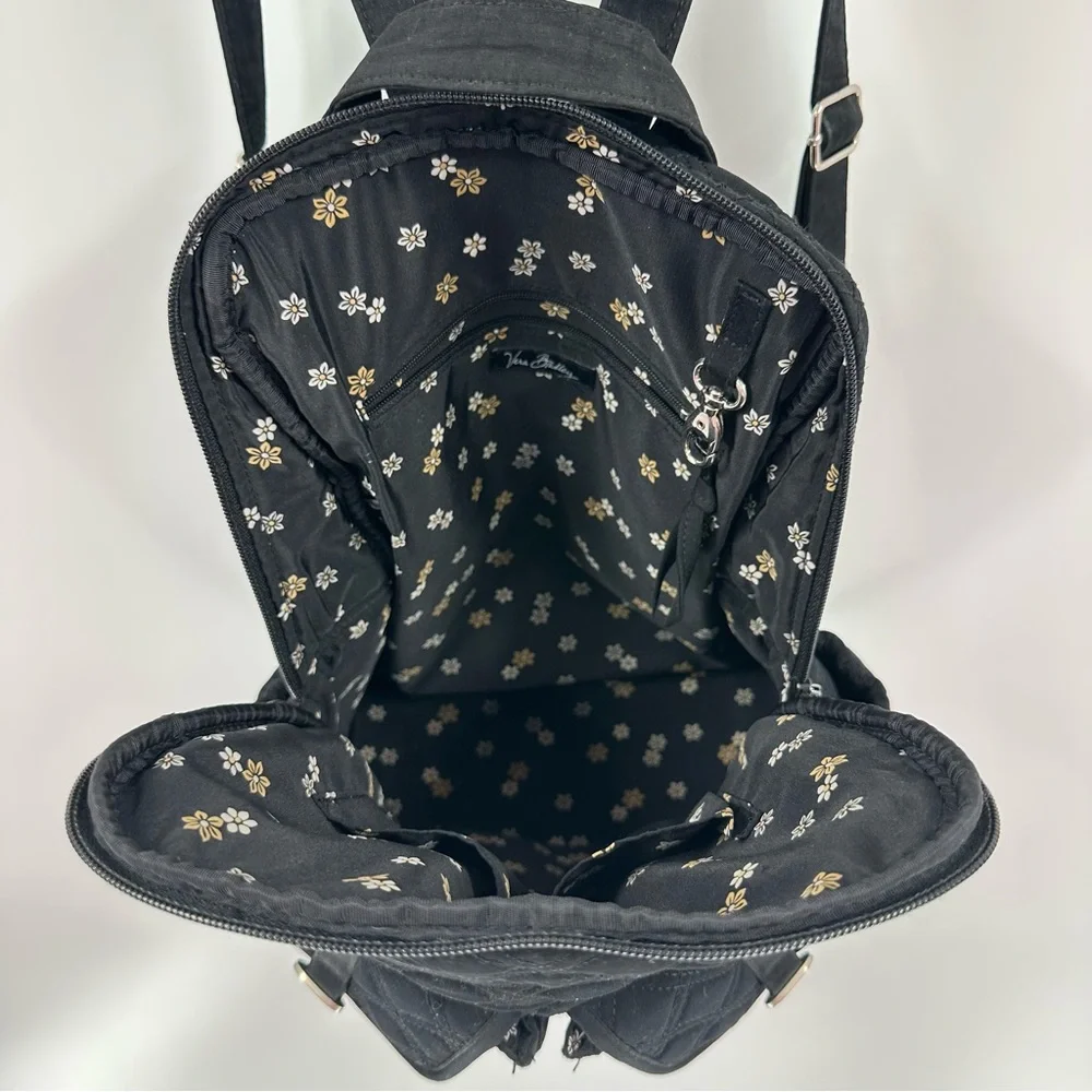 Vera Bradley Black Quilted Campus Back-pack Microfiber - Picture 5 of 14